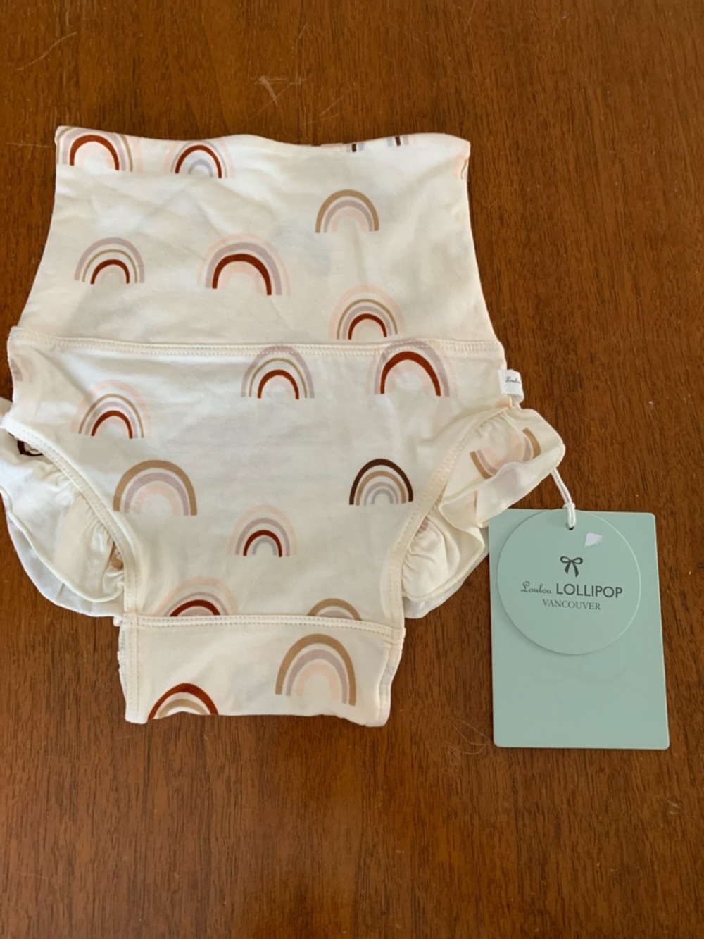 🫐3/$30 Loulou LOLLIPOP Cream Rainbow High-Waist Diaper Cover for Kids size 12-18